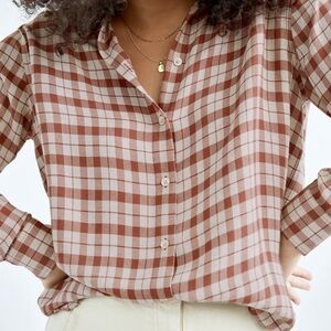 ARITZIA Wilfred Free Hope Button-Up Plaid Long-sleeve Viscose Shirt Size XS